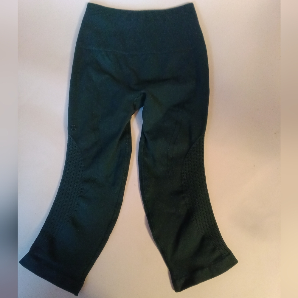 Lululemon Athletica Flow And Go Crop Leggings Deep Green - Picture 4 of 9